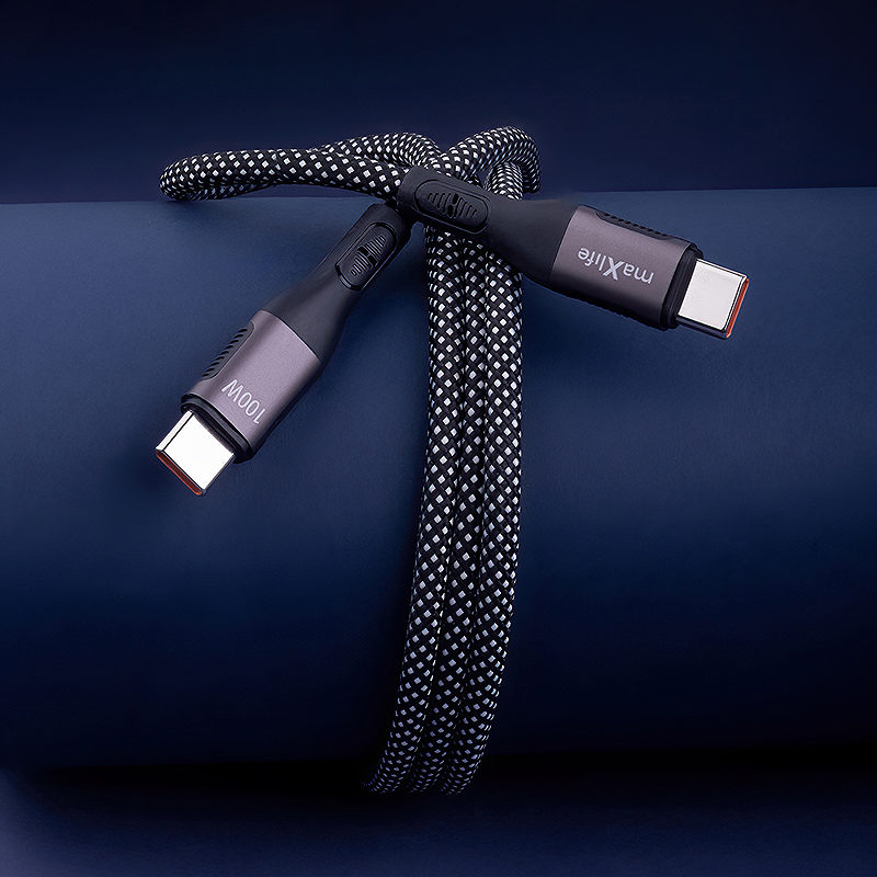 Maxlife MXUC-11 magnetic cable USB-C - USB-C 1,0 m 100W black nylon - Billede 3
