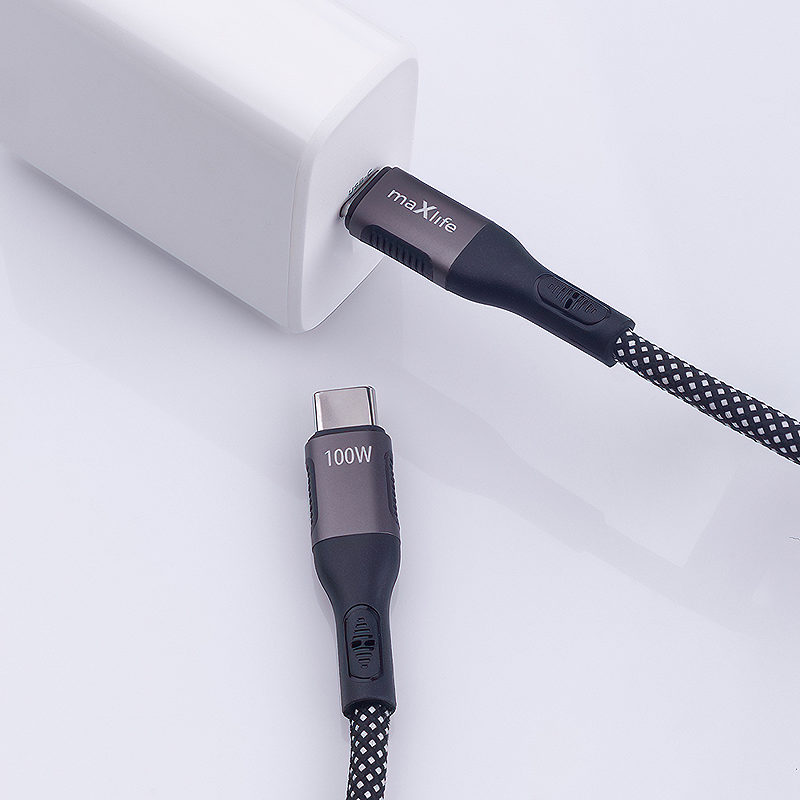 Maxlife MXUC-11 magnetic cable USB-C - USB-C 1,0 m 100W black nylon - Billede 4