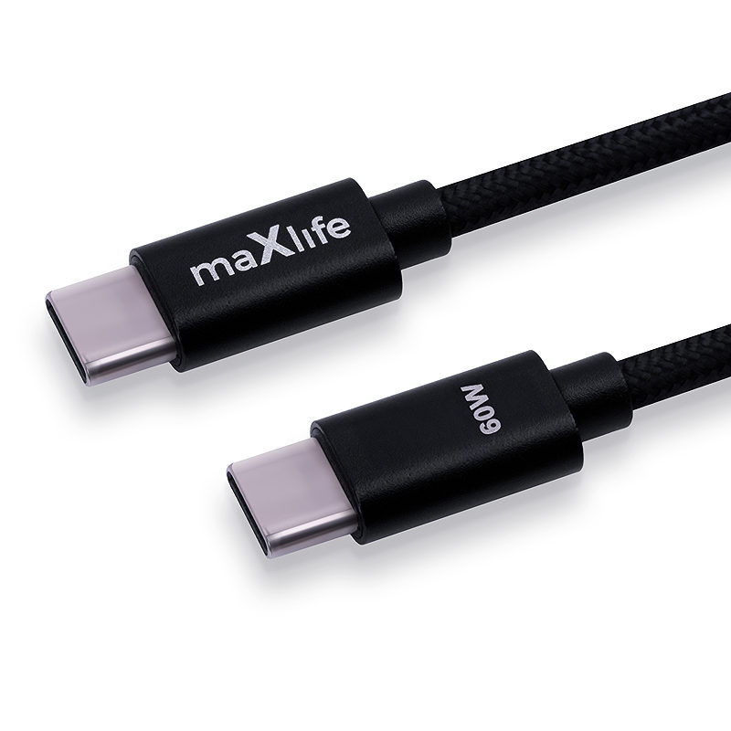 Maxlife MXUC-12 cable USB-C - USB-C 1,0 m 60W black - Billede 2
