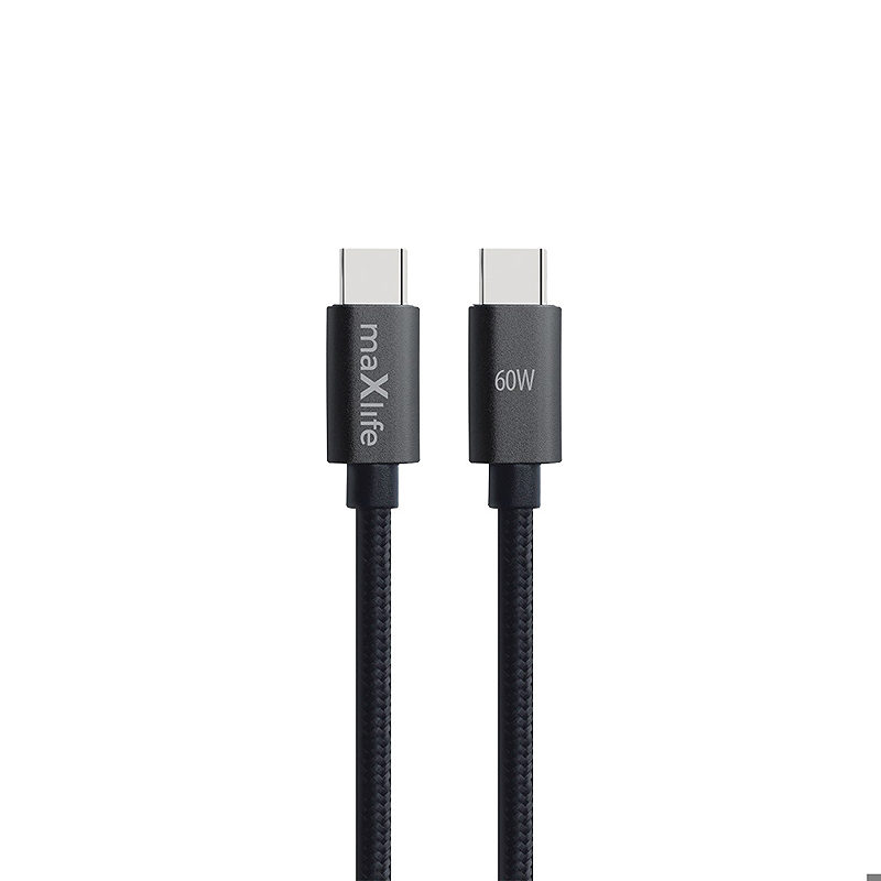 Maxlife MXUC-12 cable USB-C - USB-C 2,0 m 60W black