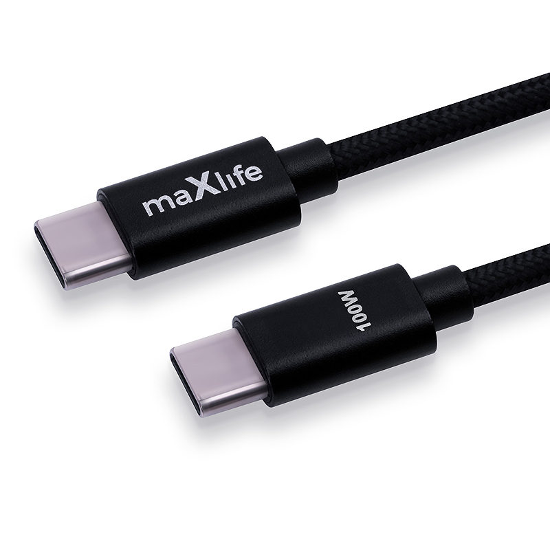 Maxlife MXUC-12 cable USB-C - USB-C 2,0 m 100W black - Billede 2