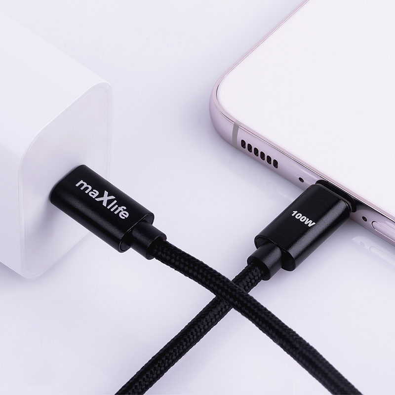 Maxlife MXUC-12 cable USB-C - USB-C 2,0 m 100W black - Billede 3