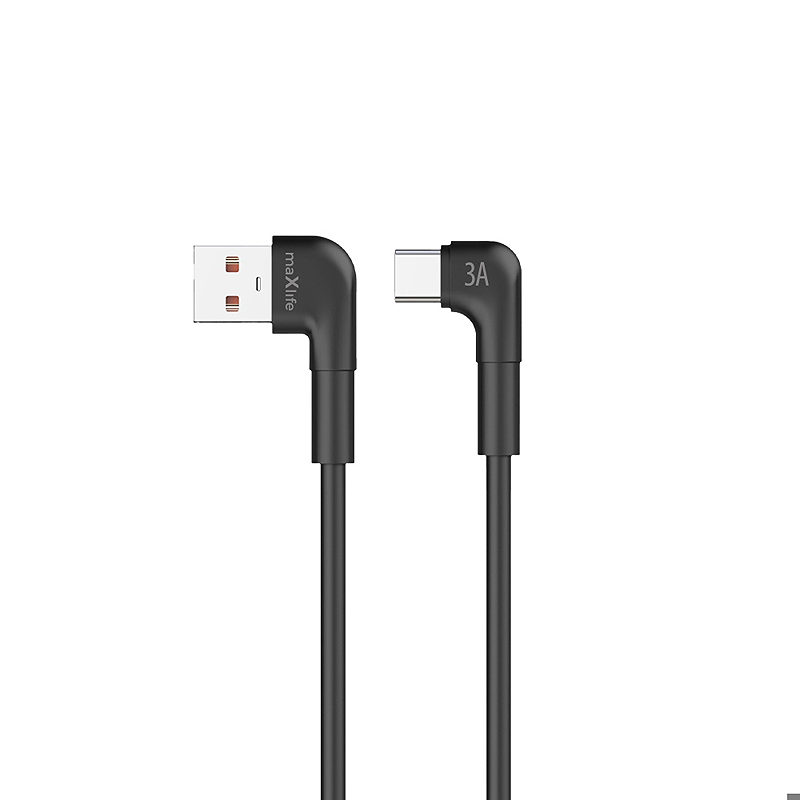Maxlife MXUC-09 angle cable USB - USB-C 2,0 m 3A black