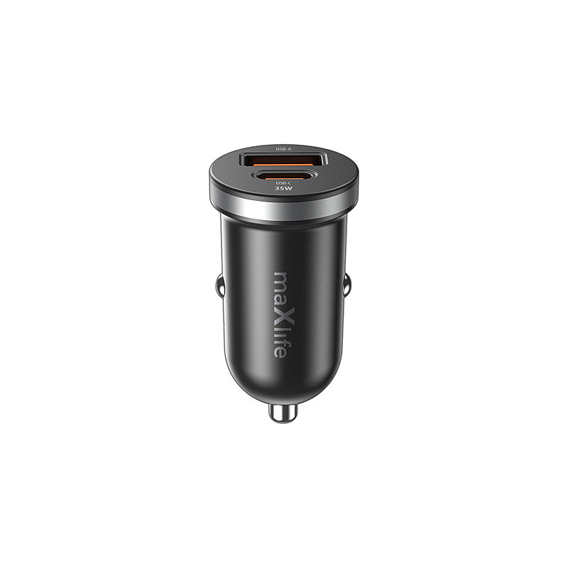 Maxlife MXCC-05 PD QC car charger 1x USB-C 1x USB 35W black