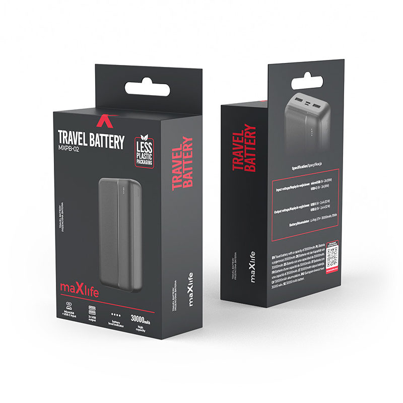 Maxlife power bank MXPB-02 30000 mAh black - Billede 3