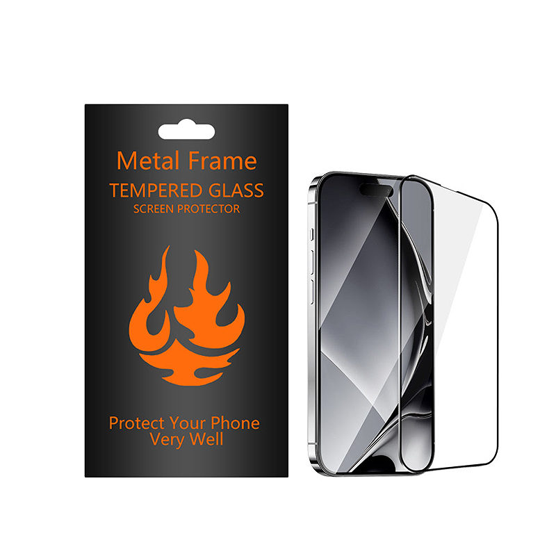 Tempered glass metal frame for Samsung Galaxy A24 4G / A25 5G black frame - Billede 2