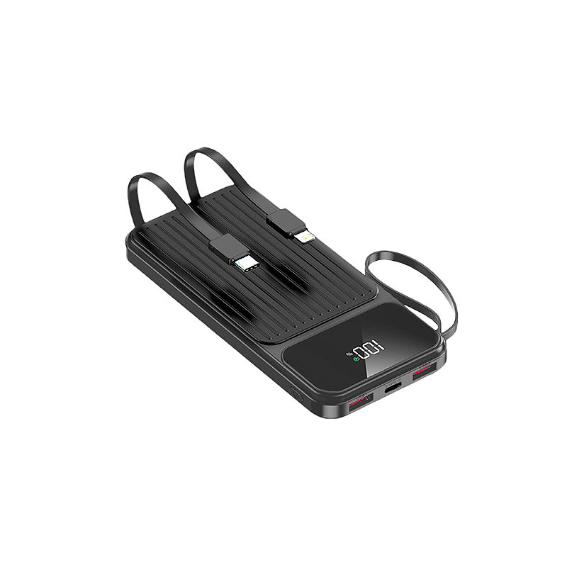 Maxlife power bank with built-in cables MXPB-06 PD QC 22,5W 10000 mAh black - Billede 2