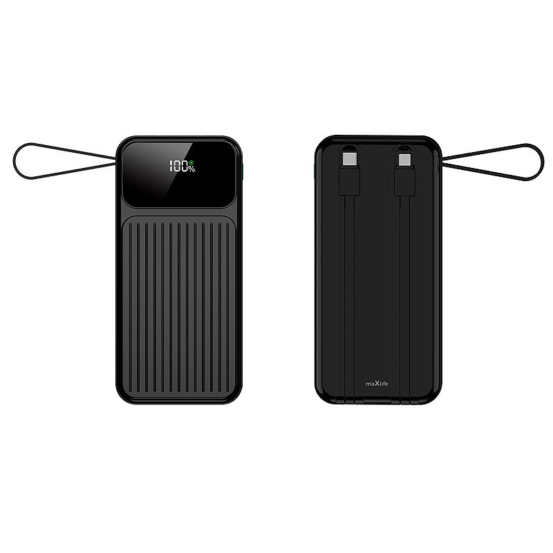 Maxlife power bank with built-in cables MXPB-06 PD QC 22,5W 10000 mAh black - Billede 3