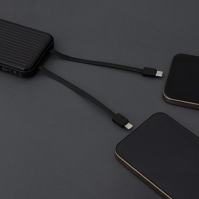 Maxlife power bank with built-in cables MXPB-06 PD QC 22,5W 10000 mAh black - Billede 5