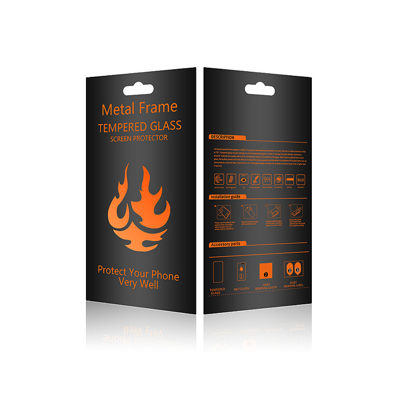 Tempered glass metal frame for Xiaomi Redmi 14C black frame - Billede 4