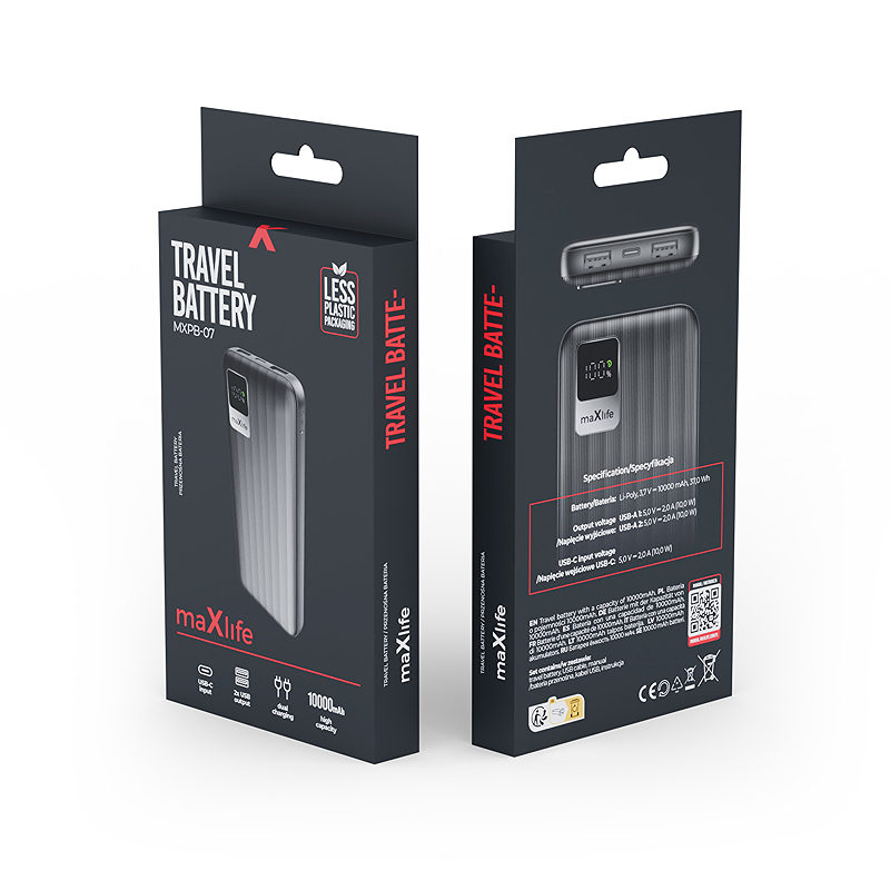 Maxlife power bank MXPB-07 10000 mAh black - Billede 3