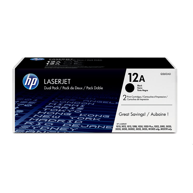 HP Originale 12A LaserJet-tonerpatroner, sort, 2-pak