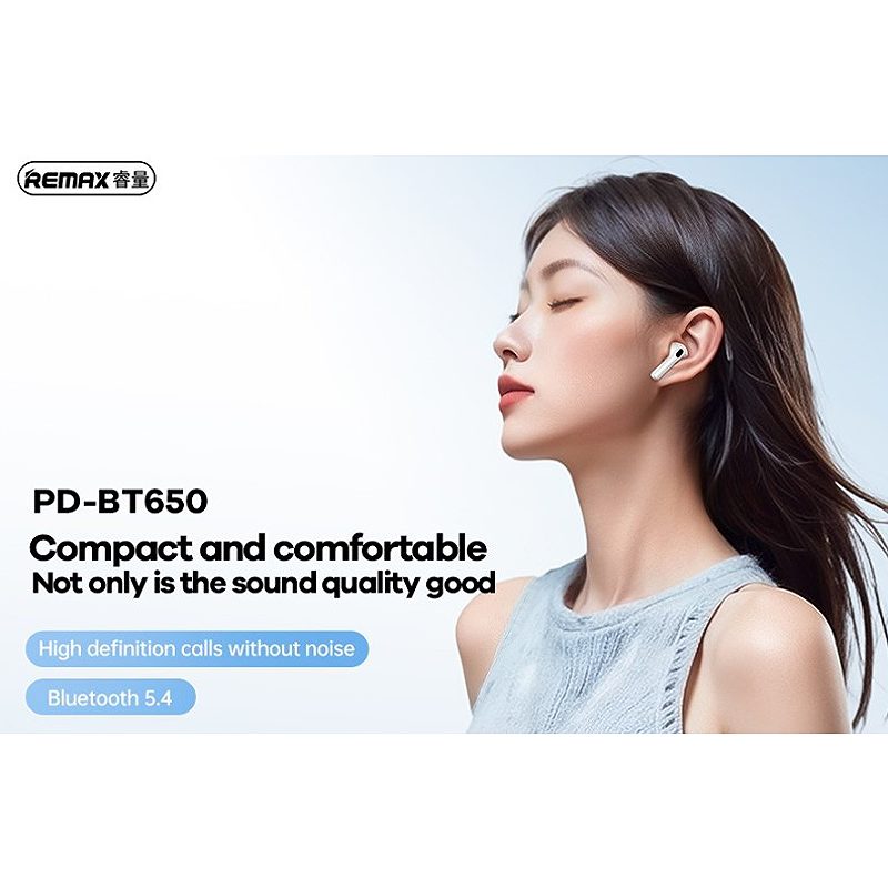 BLUETOOTH HEADPHONES REMAX TWS PD-BT650 PRODA 5.4 ANC ENC WHITE - Billede 3