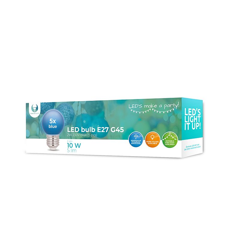 Forever Light LED Bulb E27 G45 2W 230v blue 5pcs