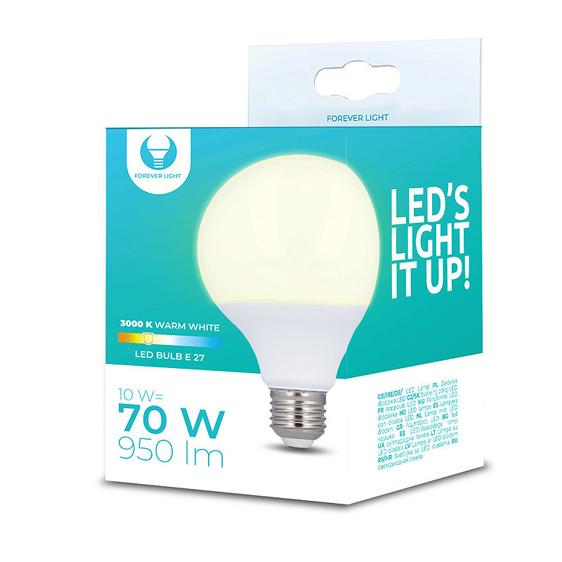 LED Bulb E27 G95 10W 230V 3000K 950lm Forever Light