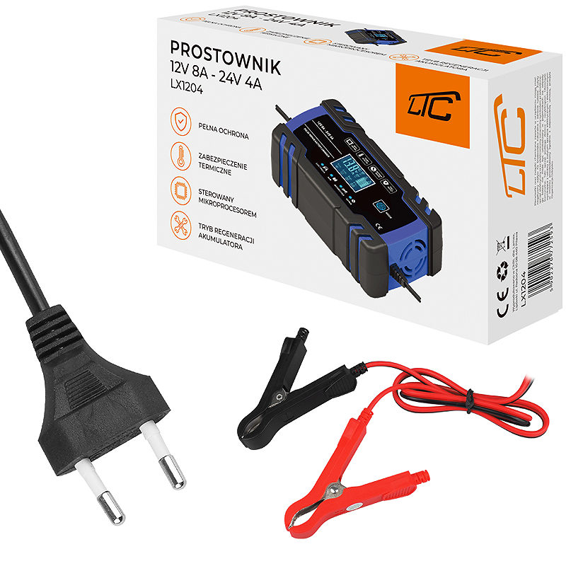 Automatic charger, microprocessor rectifier LTC 12V 8A - 24V 4A blue - Billede 3
