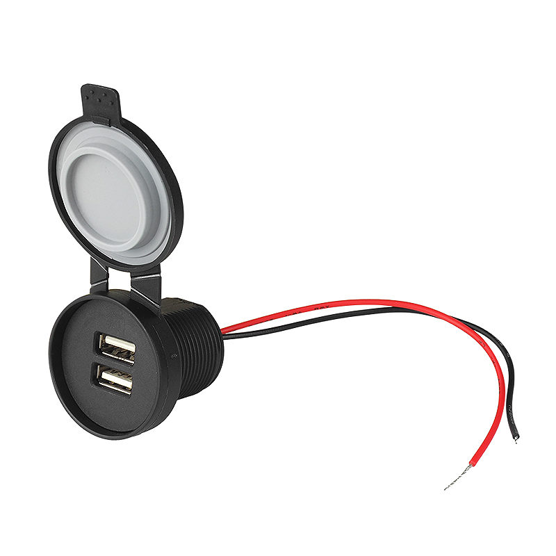 Waterproof car/motorcycle/boat charger, out:2xUSB-A 2x5V/2,4A in:12V/24V IP67