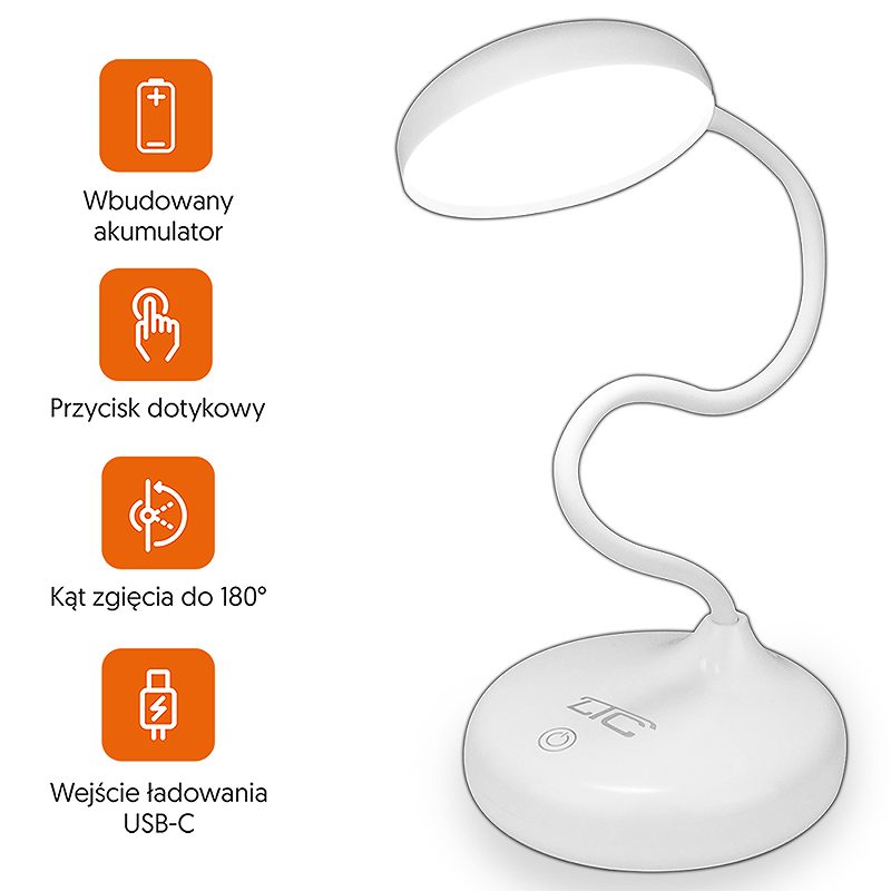 Wireless LED desk Lamp 6W, 3000/4500/6000K, touch control, 3000mAh, white, LTC