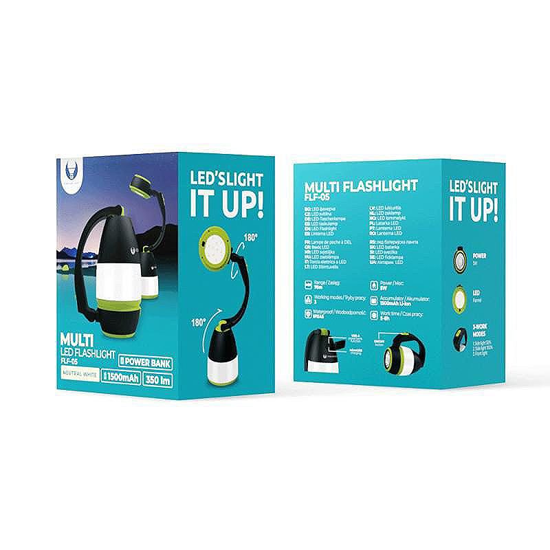 Camping lampe 3i1 1500mAh 350lm