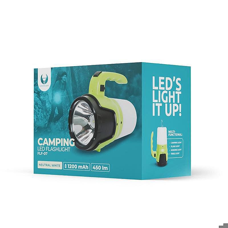 Camping lampe 2i1 1200mAh 450lm