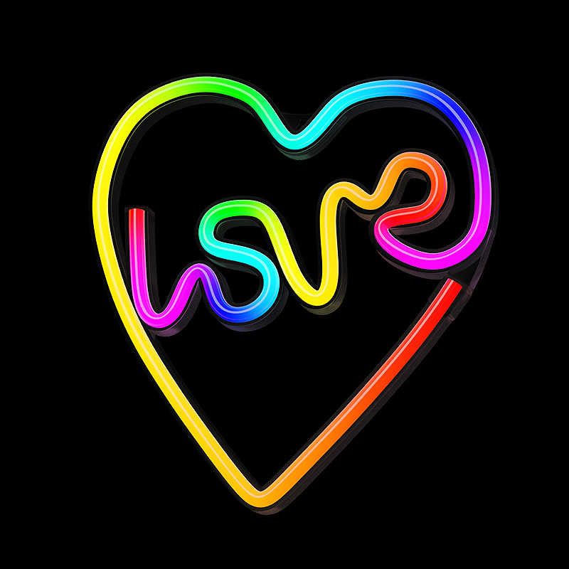 Neon LED RGB LOVE IN HEART FLRN02 + RC Forever Light - Billede 3