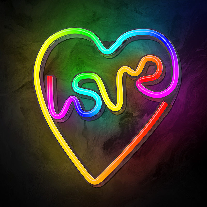 Neon LED RGB LOVE IN HEART FLRN02 + RC Forever Light - Billede 4