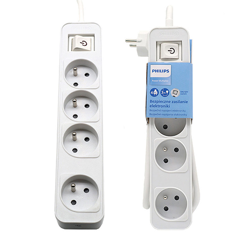Power strip PHILIPS extension cord 4 sockets 3m 10A white - Billede 2