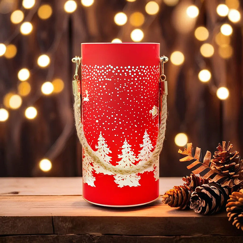 Christmas glass Lantern FCL-10 red-gold L Forever Light - Billede 2