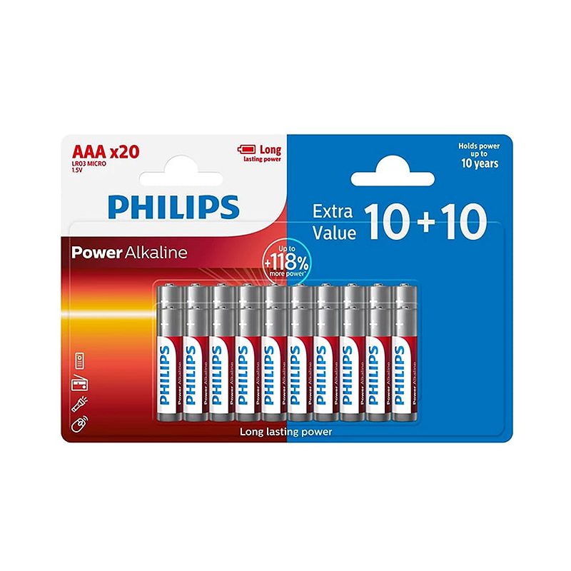 Battery PHILIPS AAA LR03 Blister 10+10pcs - Billede 3