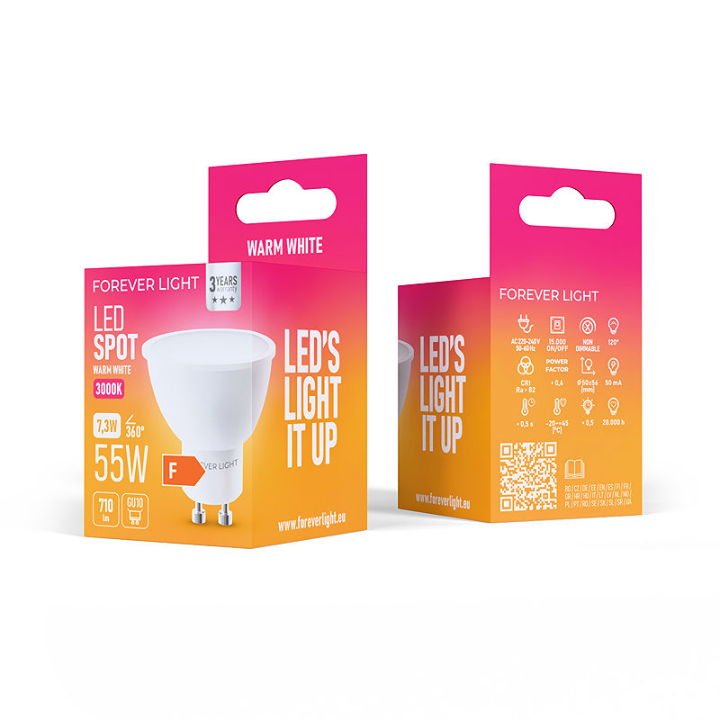 Forever Light LED Bulb GU10 7.3W 710lm 3000K class F - Billede 3
