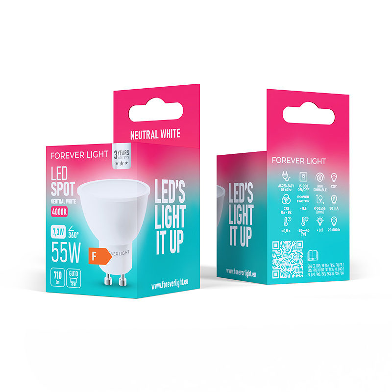 Forever Light LED Bulb GU10 7.3W 710lm 4000K class F - Billede 3