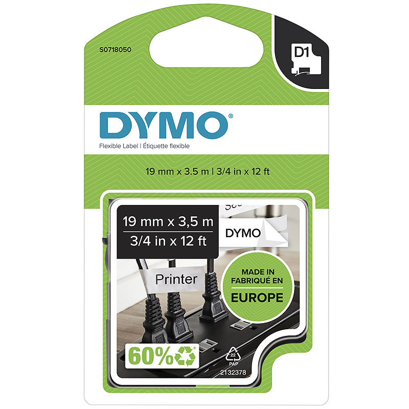 DYMO D1 højtydende fleksible nylonetiketter