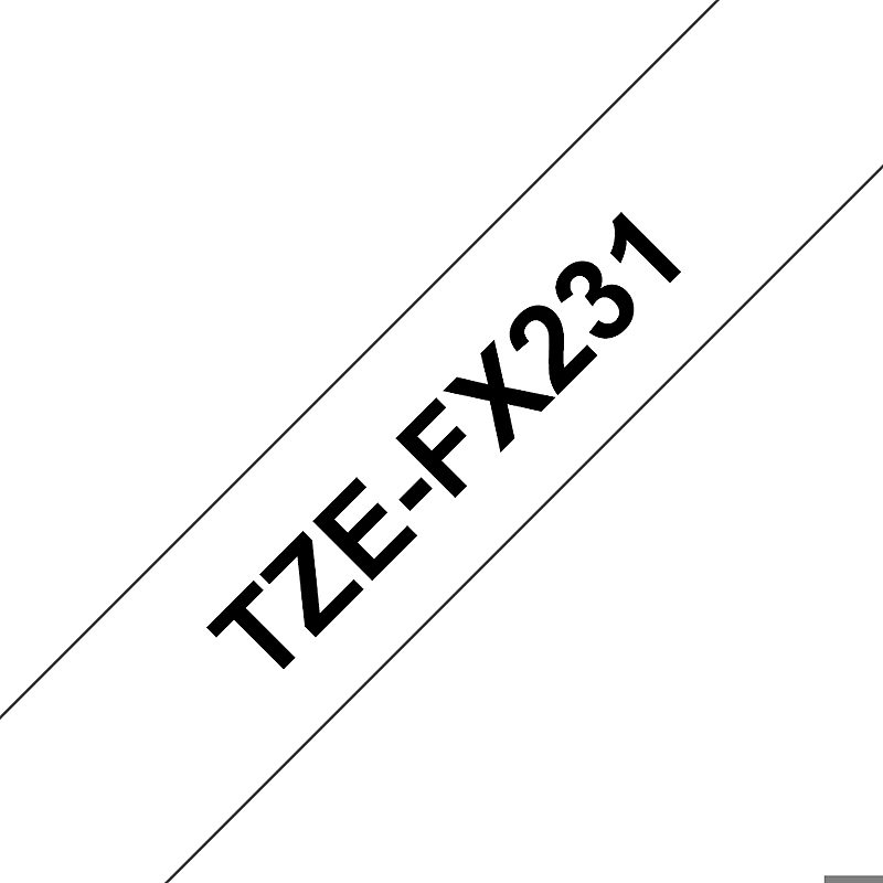 Brother TZE-FX231 etiketbånd Sort på hvid TZ