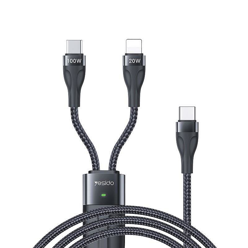 YESIDO CABLE CA87 100W TYPE-C/2IN1  1,4M 3,5A BLACK