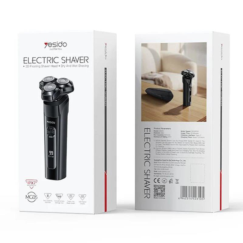 YESIDO Electric Shaver MG05 600mAh IPX7 + 3 Steel Blades, BLACK - Billede 2
