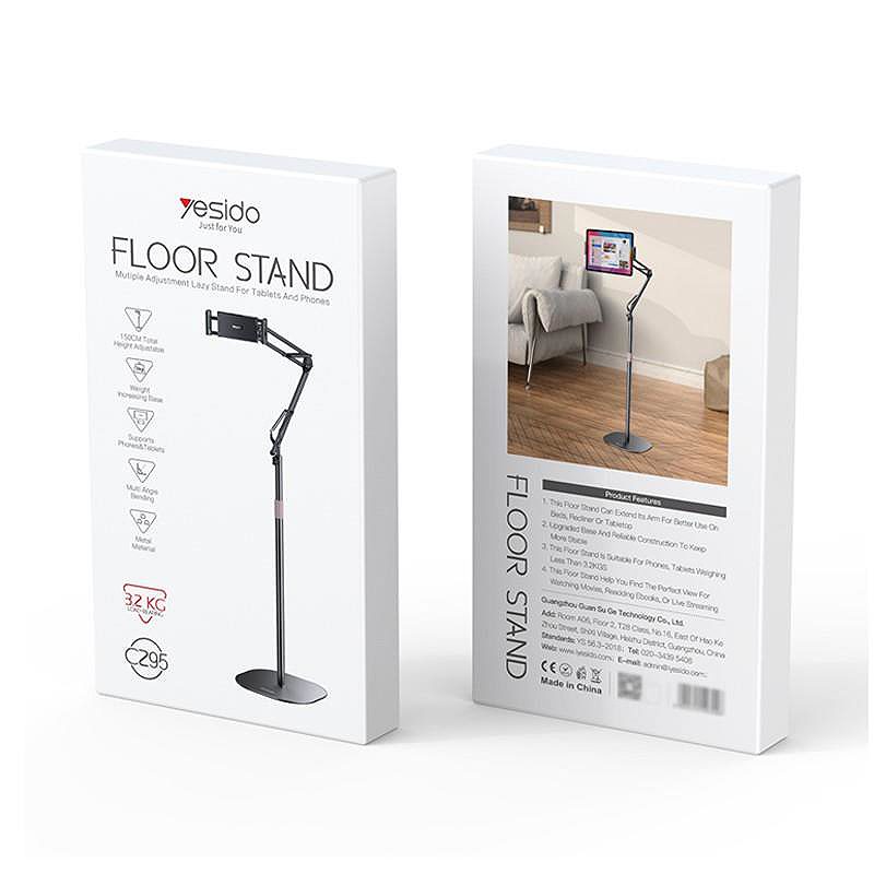 YESIDO HOLDER/ FLOOR STAND C295 2IN1 (TABLET+ PHONE) 150CM BLACK - Billede 2