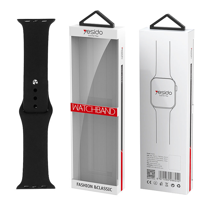YESIDO WB44 SILICONE STRAP FOR iWATCH S 38/40/41 (97+110) #1 BLACK