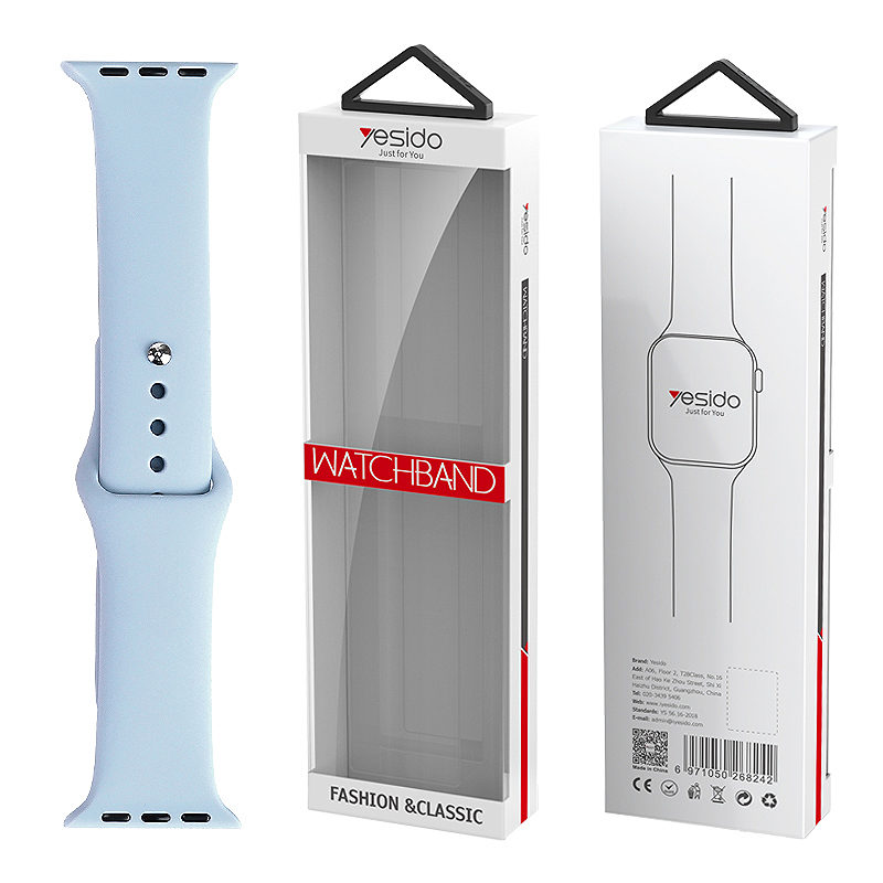 YESIDO WB44 SILICONE STRAP FOR iWATCH S 38/40/41 (97+110) #65 LIGHT BLUE