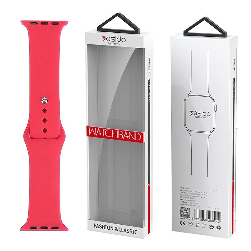 YESIDO WB44 SILICONE STRAP FOR iWATCH S 38/40/41 (97+110) #54 ROSE RED