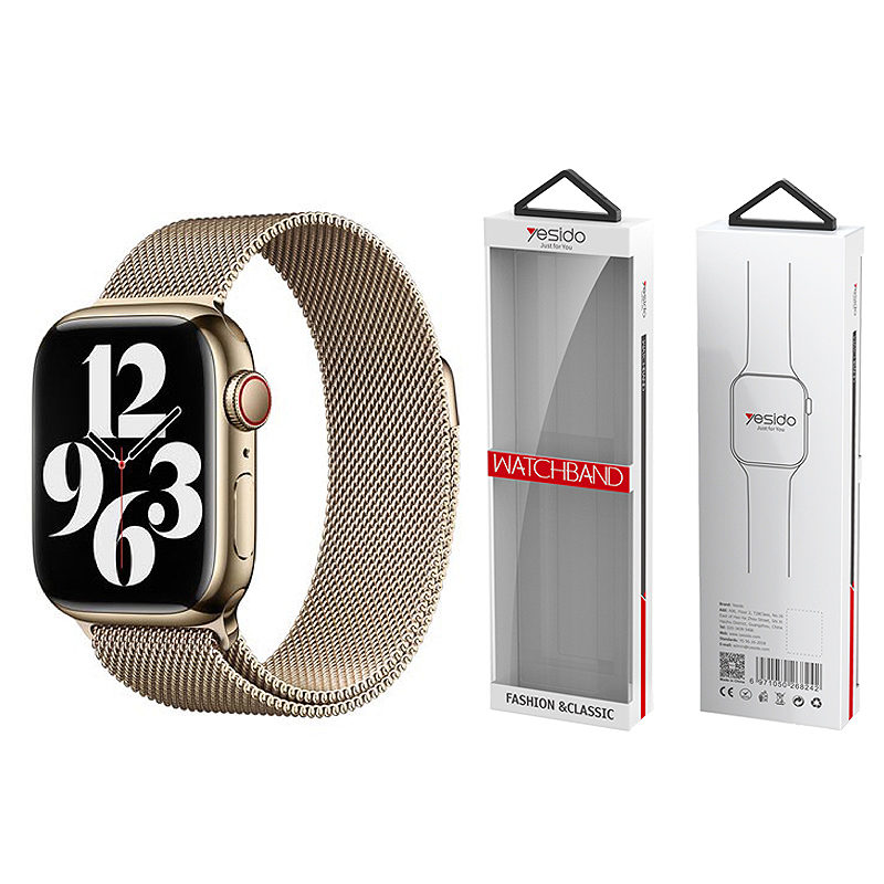 YESIDO WB22 MAGNETIC STAINLESS STEEL STRAP for APPLE WATCH (42/44/45/49) GOLD