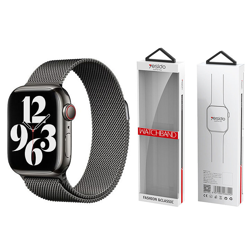 YESIDO WB22 MAGNETIC STAINLESS STEEL STRAP for APPLE WATCH (42/44/45/49) BLACK