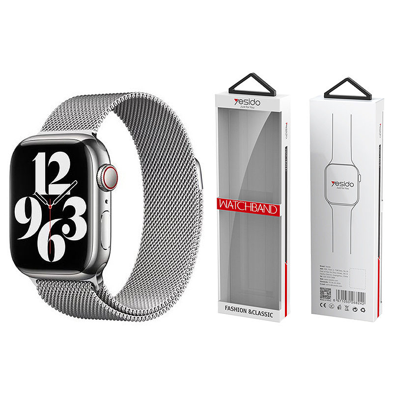 YESIDO WB22 MAGNETIC STAINLESS STEEL STRAP for APPLE WATCH (42/44/45/49) SILVER