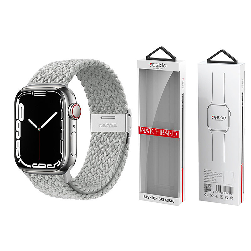 YESIDO WB23 BRAIDED STRAP for APPLE WATCH 42/44/45 SILVER