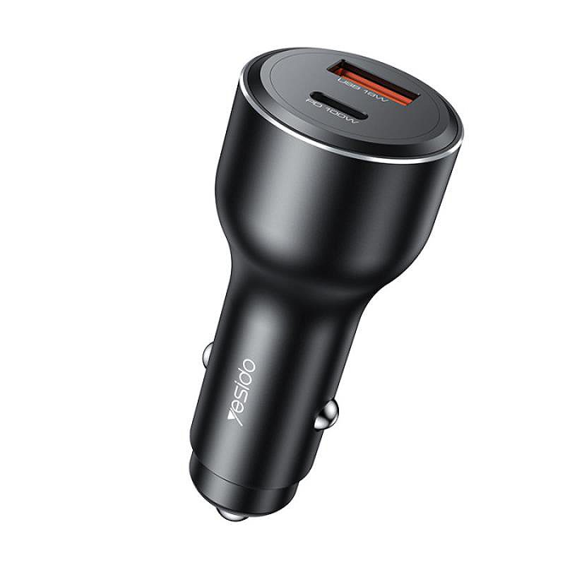 YESIDO CAR CHARGER Y65 118W QC3.0 USB-A+C BLACK