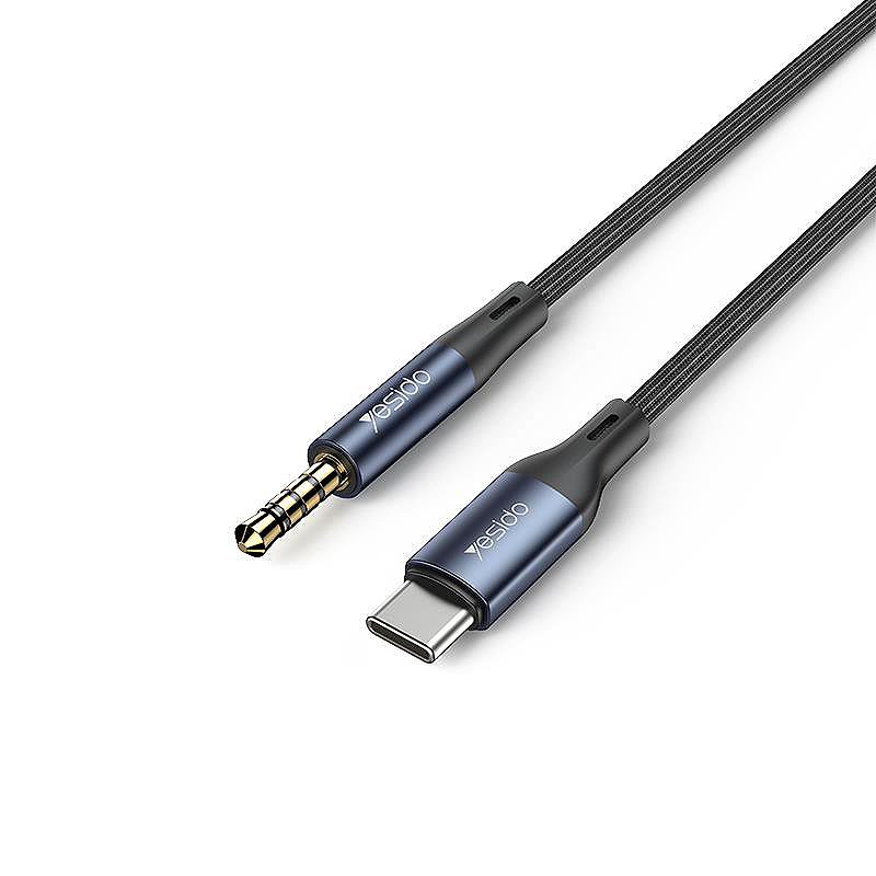 YESIDO AUDIO CABLE YAU42 TYPE-C/3,5 AUX MALE 1M BLACK