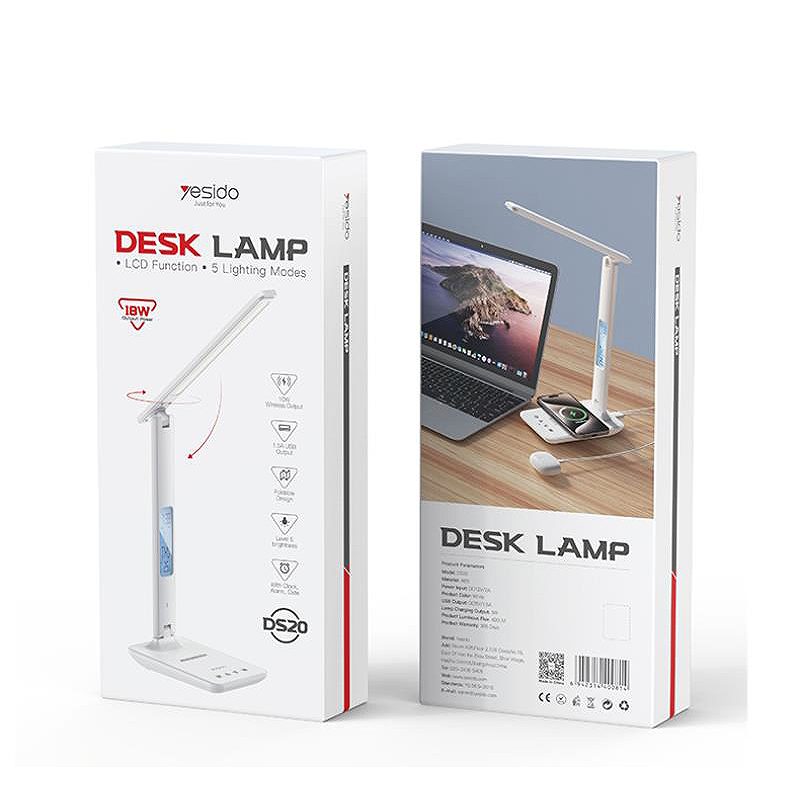 YESIDO DESK LAMP DS20 + INDUCTIVE CHARGER LED WHITE - Billede 2